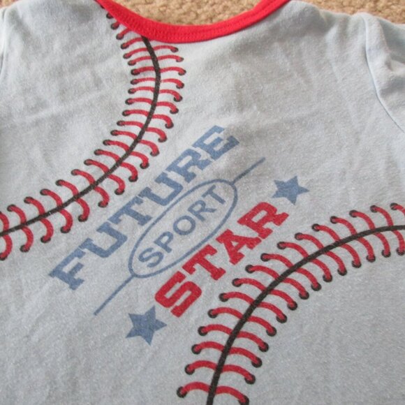 Baby Essentials Boys Romper Size 6M Blue Short Sleeve Baseball Future Sport Star - Picture 2 of 4